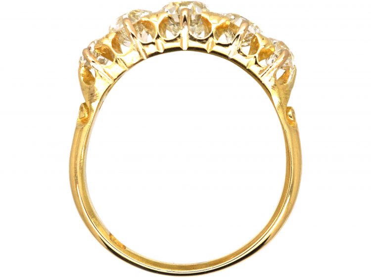 Edwardian 18ct Gold, Five Stone Old Mine Cut Diamond Ring