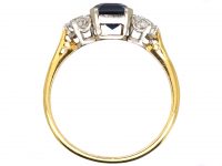Early 20th Century 18ct Gold & Platinum, Three Stone Sapphire & Diamond Ring