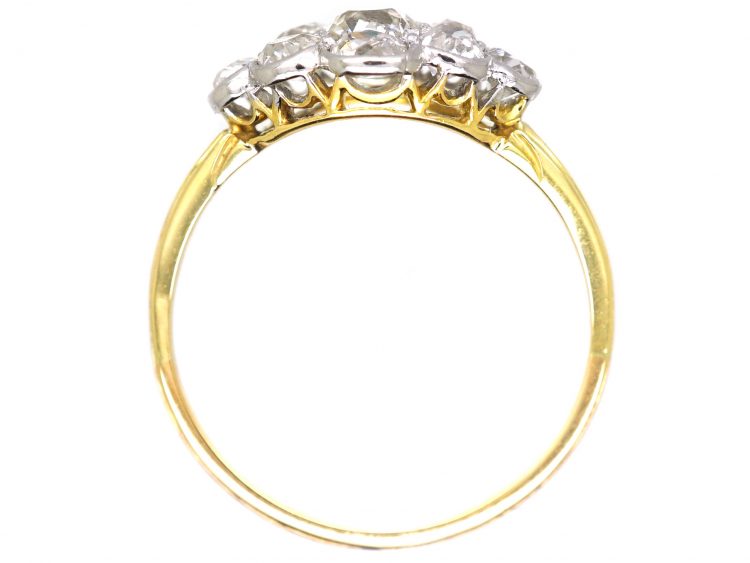 Edwardian 18ct Gold & Platinum Small Diamond Cluster Ring