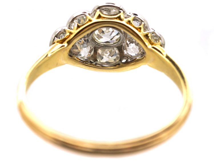 Edwardian 18ct Gold & Platinum Small Diamond Cluster Ring