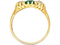 Victorian 18ct Gold, Three Stone Emerald & Diamond Ring