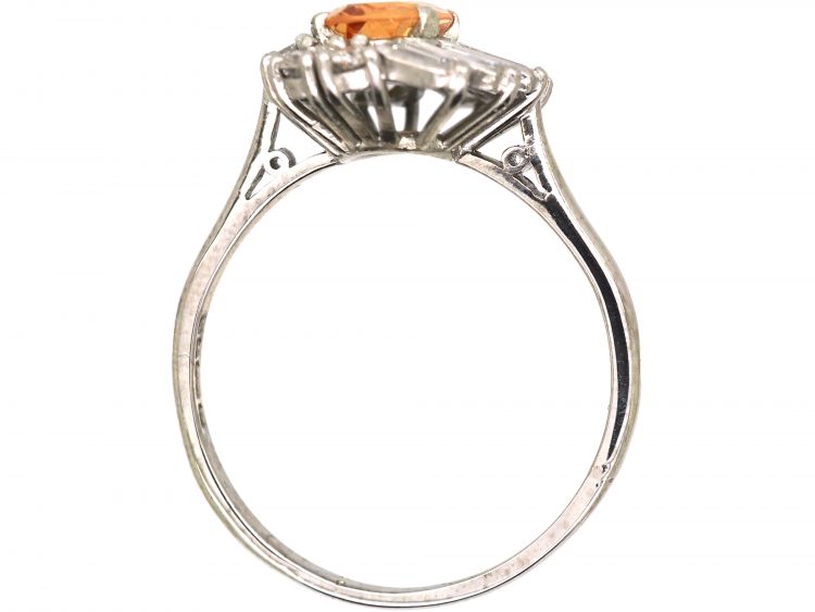 1950s 18ct White Gold Ballerina Ring set with a Topaz & Diamonds