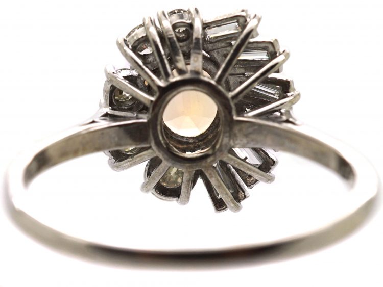 1950s 18ct White Gold Ballerina Ring set with a Topaz & Diamonds