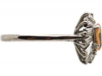 1950s 18ct White Gold Ballerina Ring set with a Topaz & Diamonds