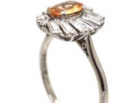 1950s 18ct White Gold Ballerina Ring set with a Topaz & Diamonds