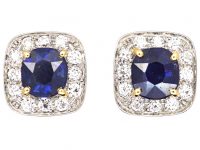 1960s 18ct Gold & Platinum Sapphire & Diamond Earrings