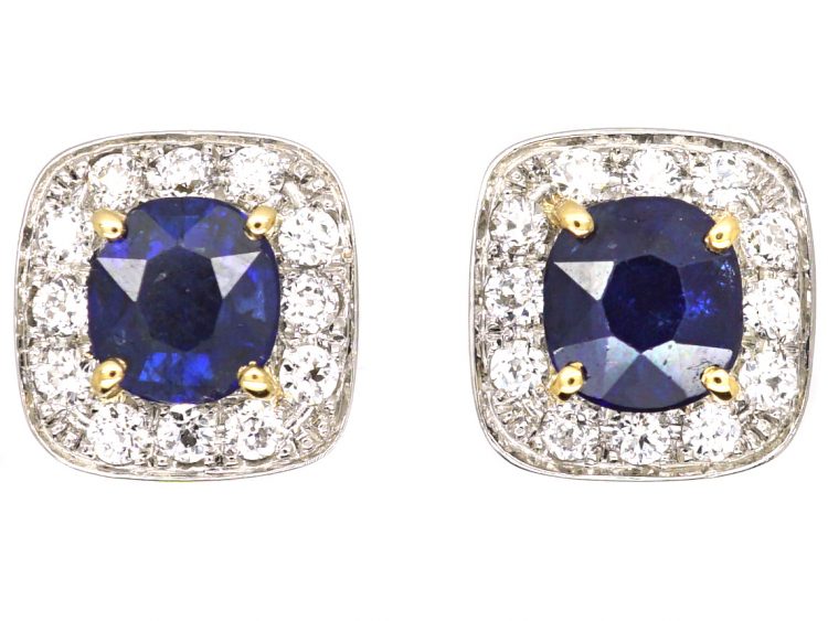 1960s 18ct Gold & Platinum Sapphire & Diamond Earrings