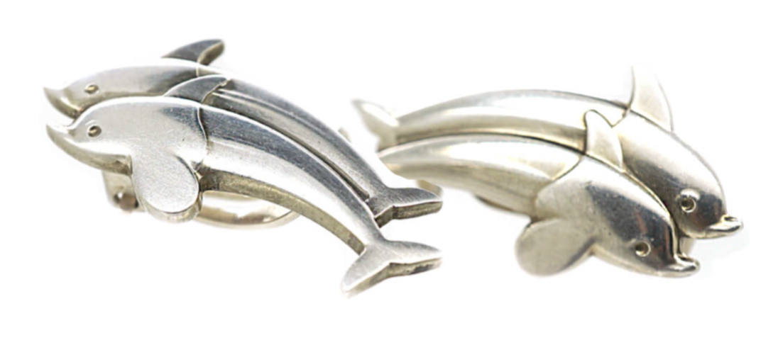 Silver Dolphin Clip On Earrings by Arno Malinowski for Georg Jensen