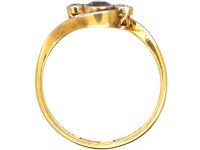 Edwardian 18ct Gold & Platinum, Sapphire & Diamond Three Stone Crossover Ring