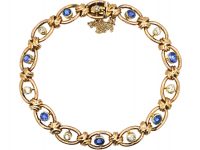 Edwardian 15ct Gold Bracelet set with Sapphires & Diamonds