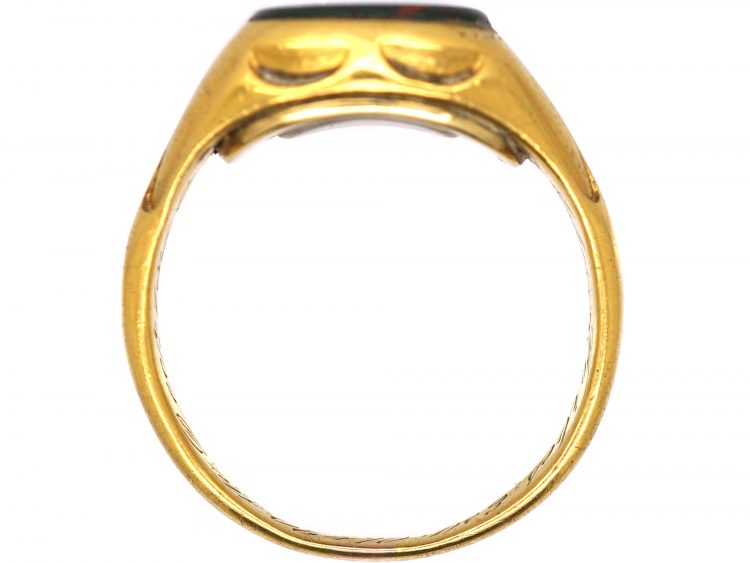 Early Victorian 18ct Gold Signet Ring with Bloodstone Intaglio of a Horse