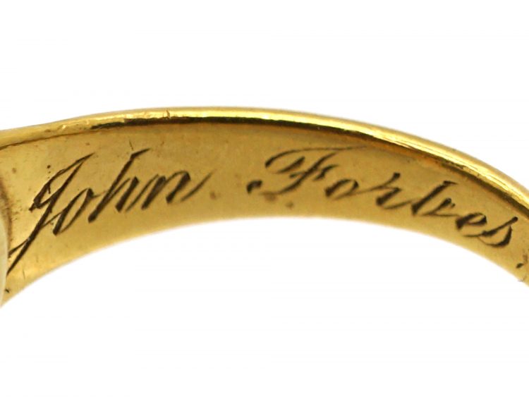 Early Victorian 18ct Gold Signet Ring with Bloodstone Intaglio of a Horse