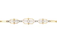 Edwardian 15ct Gold & Platinum Two Colour Bracelet set with Three Diamonds