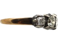 Georgian 15ct Gold & Silver Five Stone Old Mine Cut Diamond Ring