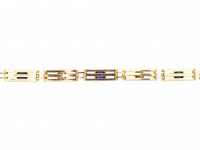 Edwardian 15ct Gold Narrow Gate Bracelet set with Sapphires & Diamonds