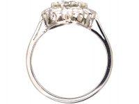 Mid 20th Century Platinum Diamond Cluster Ring set with 1.50 Carat Centre Diamond