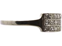 Early 20th Century 18ct White Gold & Platinum Three Row Diamond Ring