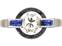 Art Deco Platinum Diamond & Sapphire Ring
