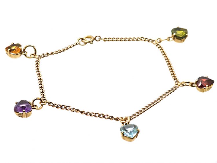 1950s 9ct Gold Multi Gemstone Bracelet by Deakin & Francis