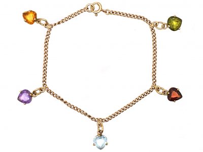 1950s 9ct Gold Multi Gemstone Bracelet by Deakin & Francis