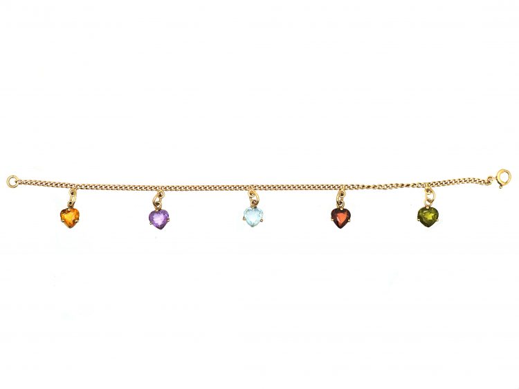 1950s 9ct Gold Multi Gemstone Bracelet by Deakin & Francis