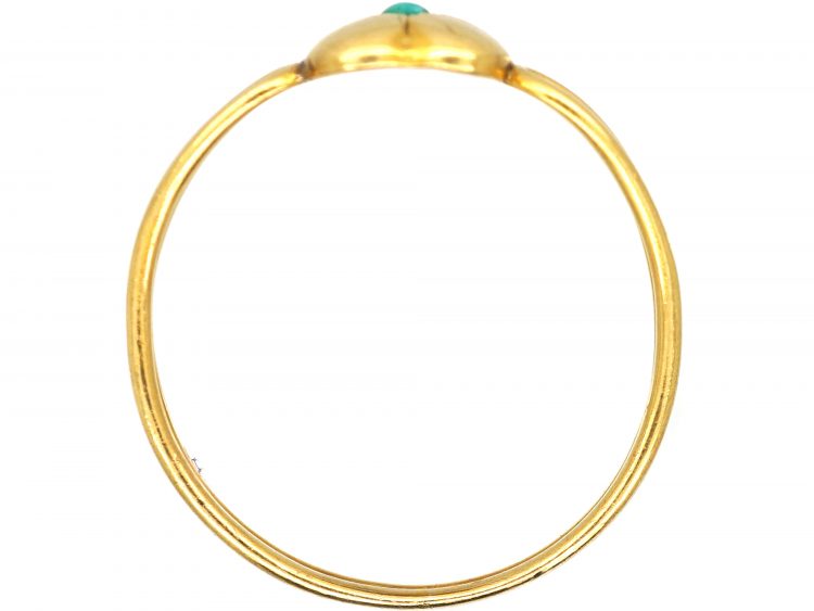 Edwardian 18ct Gold Heart Shaped Ring set with a Turquoise