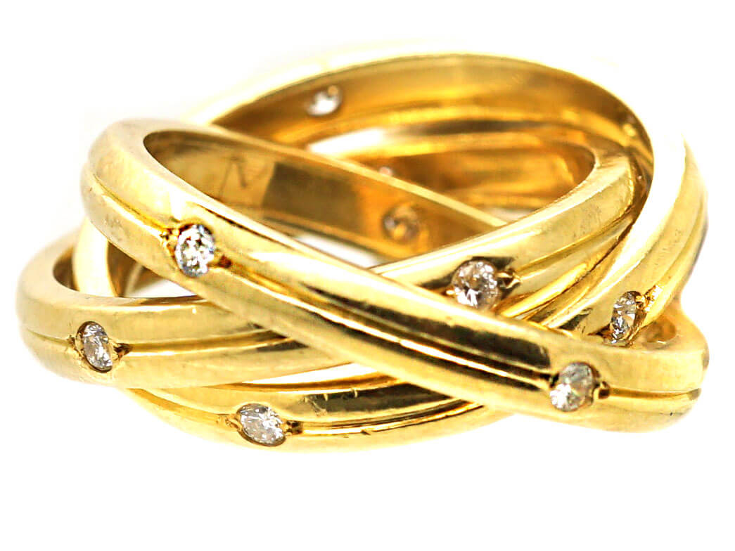 アクセサリー Cartier Trinity Ring 750 Gold 18ct Gold Trinity Ring set with Diamonds by Cartier (250X) | The
