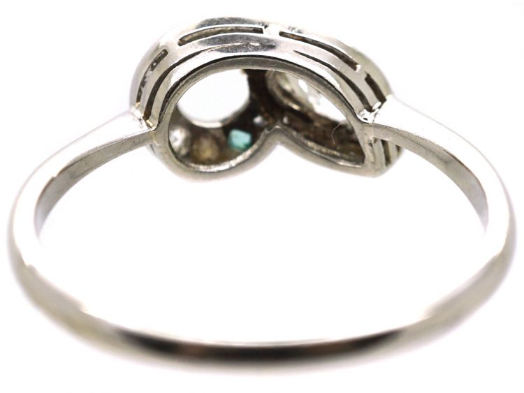 Edwardian Platinum Snake Ring set with Emerands & Diamonds