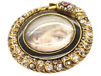 Georgian Lover's Eye Brooch with Ouroboros set with Diamonds