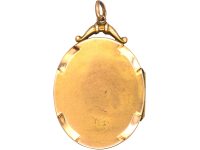 Edwardian Large 9ct Back & Front Oval Locket with Flower Detail
