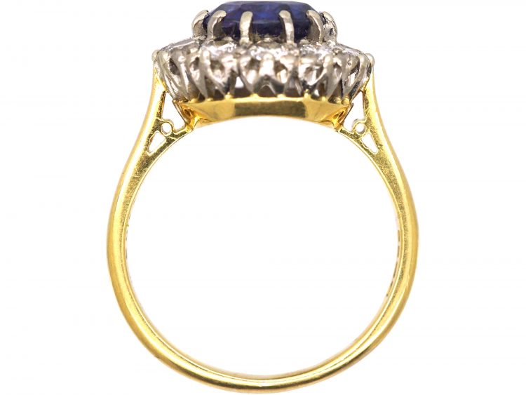 18ct Gold Colour Change Sapphire & Diamond Cluster Ring