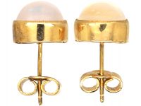 Mid 20th Century 9ct Gold Cabochon Moonstone Earrings