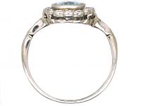 Edwardian 18ct Gold & Platinum Aquamarine & Diamond Cluster Ring