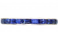 Art Deco Narrow Platinum Eternity Ring set with Sapphires