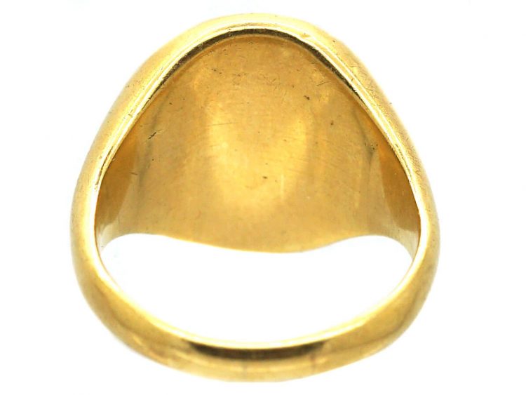 Early Victorian 18ct Gold Signet Ring with Bloodstone Intaglio of a Crest