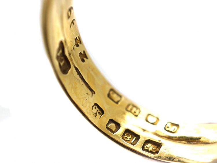 Edwardian 18ct Gold Double Snake Ring set with a Ruby & Diamond