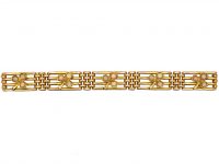 Edwardian 15ct Gold Gate Bracelet with Three Leaf Clovers set with Opals