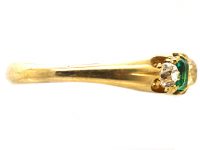 Early Victorian 18ct Gold, Emerald & Diamond Five Stone Ring
