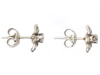 1950s 18ct White Gold Flower Earrings set with Diamonds