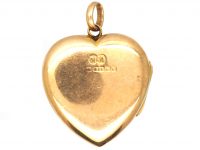 Edwardian 15ct Gold Heart Shaped Locket set with a Diamond