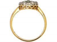 Edwardian 18ct Gold & Silver Cluster Ring set with Green Garnets & Diamonds