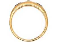 Victorian 15ct Gold Rub Over Set Sapphire & Diamond Ring