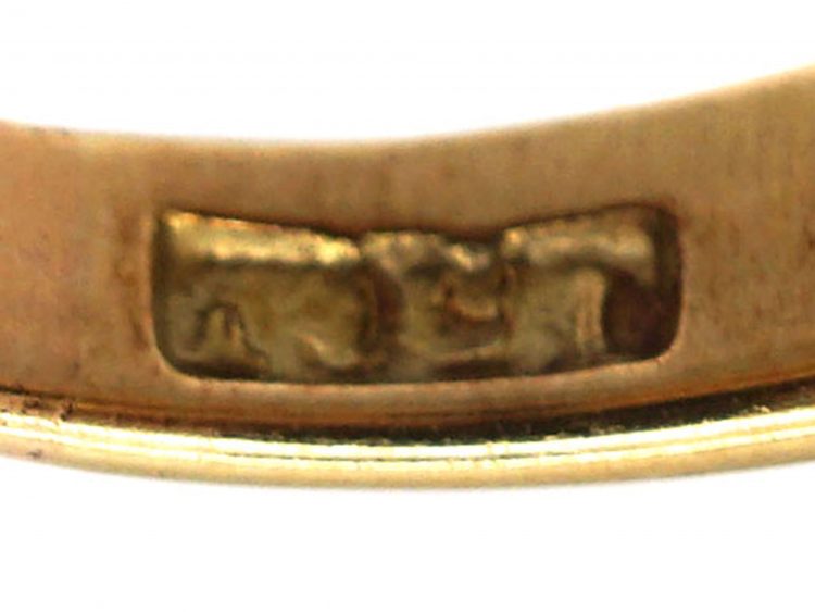 Victorian 15ct Gold Rub Over Set Sapphire & Diamond Ring
