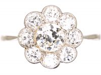 Edwardian Platinum, Diamond Daisy Cluster Ring