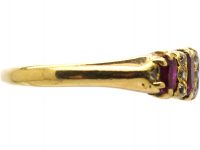 Edwardian 18ct Gold, Five Stone Ruby & Diamond Ring