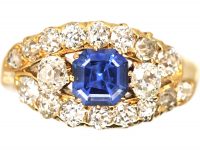 Edwardian 18ct Gold, Sapphire & Diamond Oval Eye Ring