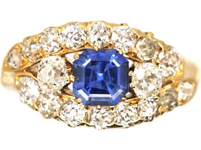 Edwardian 18ct Gold, Sapphire & Diamond Oval Eye Ring