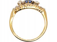 Edwardian 18ct Gold, Sapphire & Diamond Oval Eye Ring
