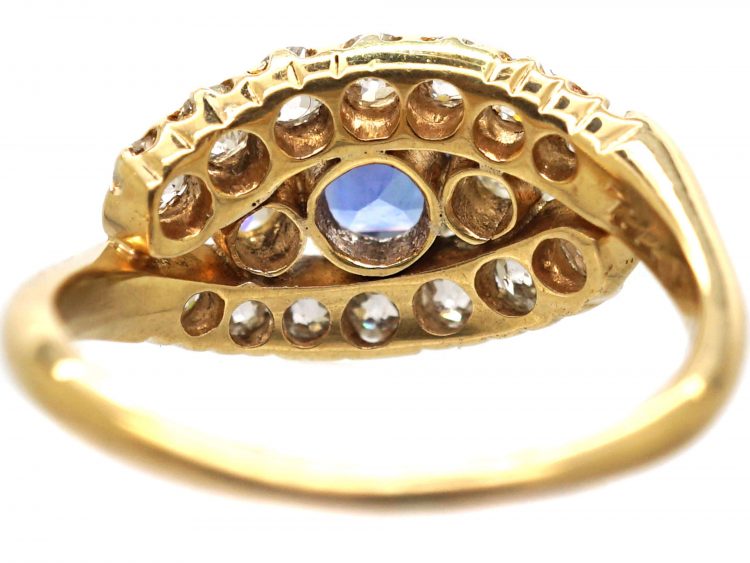Edwardian 18ct Gold, Sapphire & Diamond Oval Eye Ring