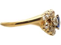 Edwardian 18ct Gold, Sapphire & Diamond Oval Eye Ring